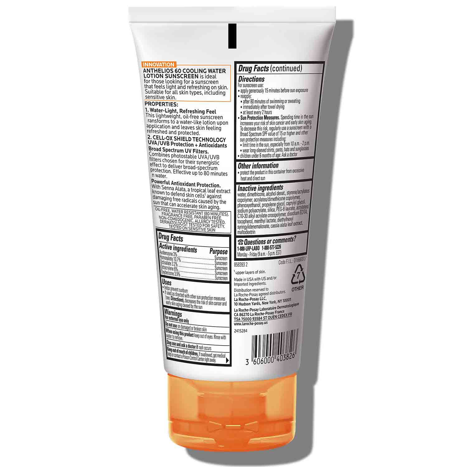 Anthelios Cooling Water Sunscreen Lotion SPF 60