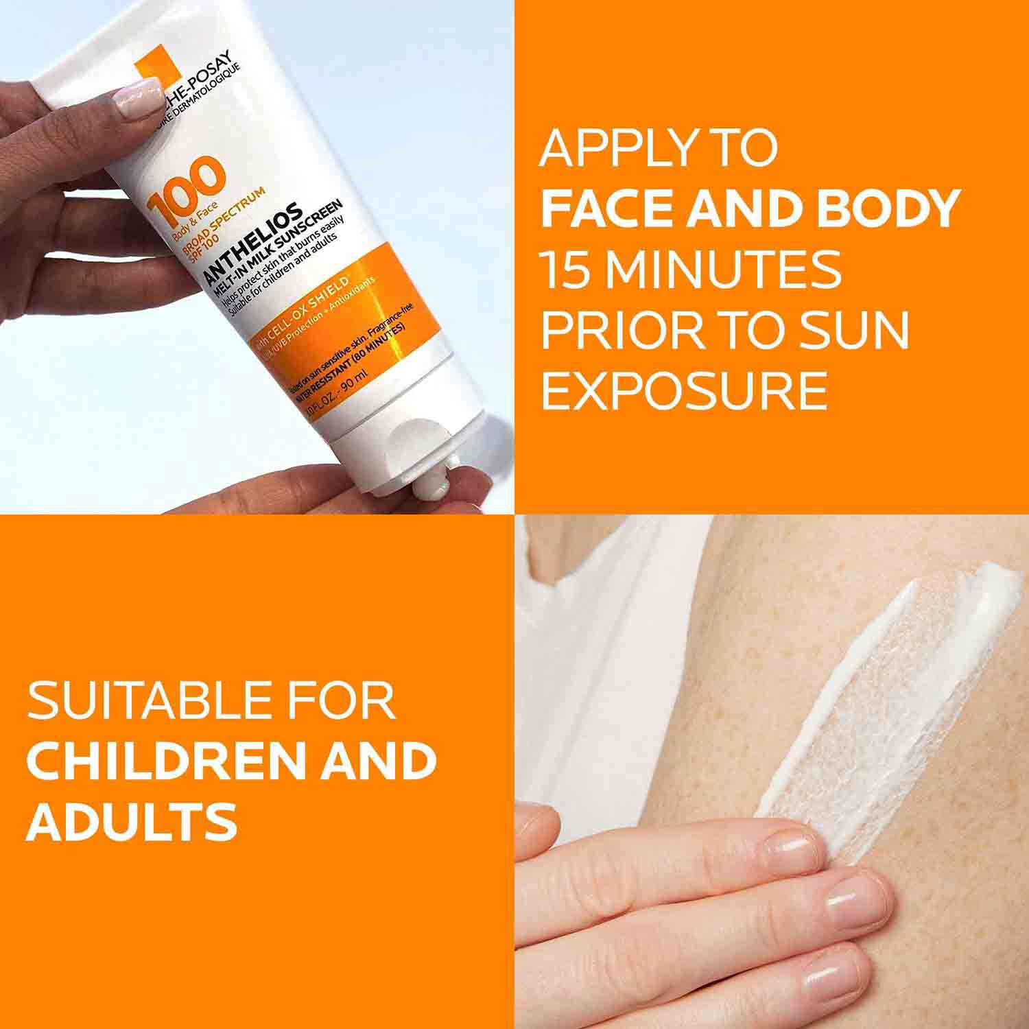 Anthelios Melt-In Milk Sunscreen for Face & Body SPF 100 4 Anthelios Melt-In Milk Sunscreen for Face & Body SPF 100